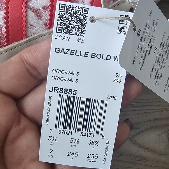 Adidas Gazelle Bold Red and White Sneakers - Picture 3 of 17